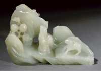 19th/20th Century A pale celadon jade mountain group